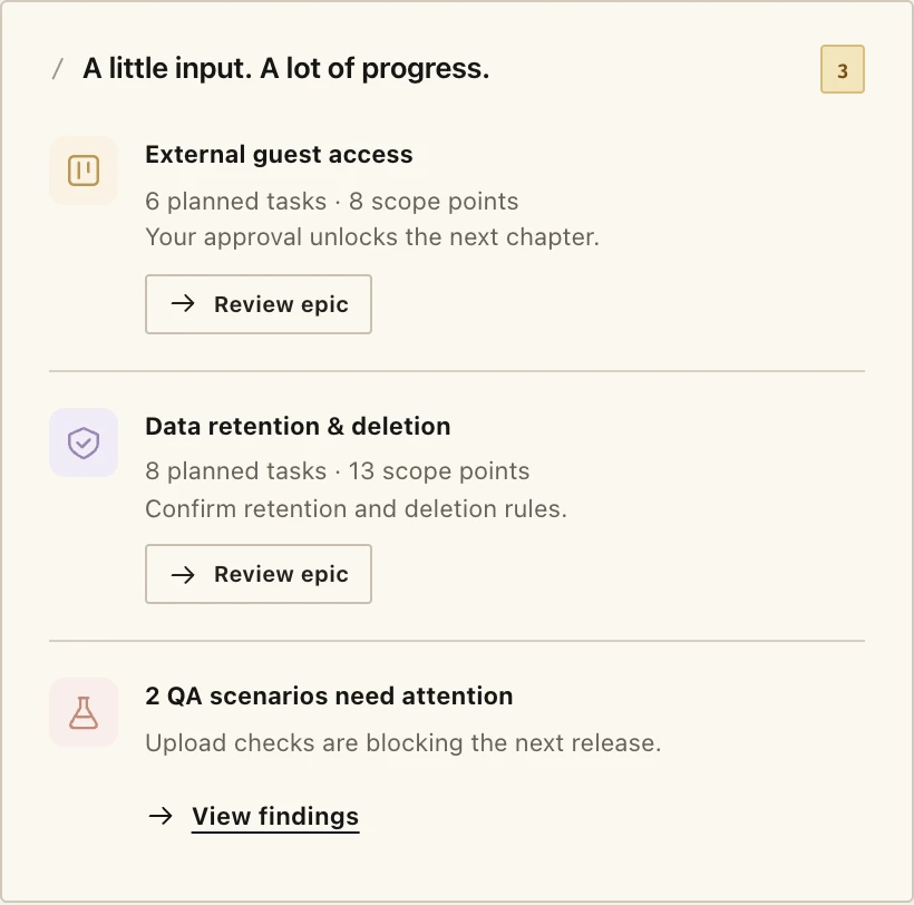 Approvals in the example client workspace